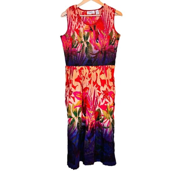 The Vermont Country Store Womens Burnout Floral Dress Size S‎ Boho Cottage Midi - Picture 1 of 7